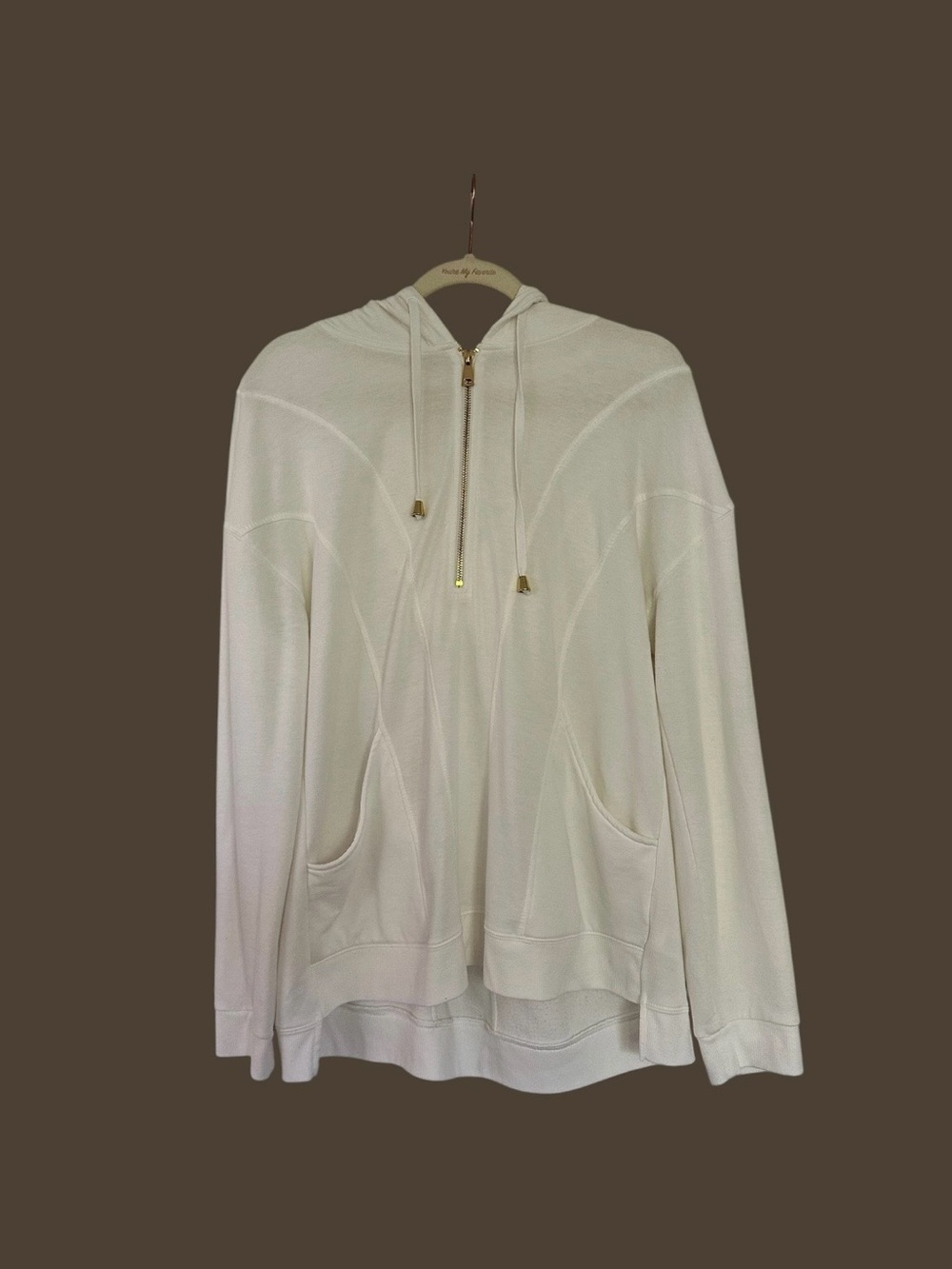Women's White Viscose Blend Zip-Front Hoodie, XL